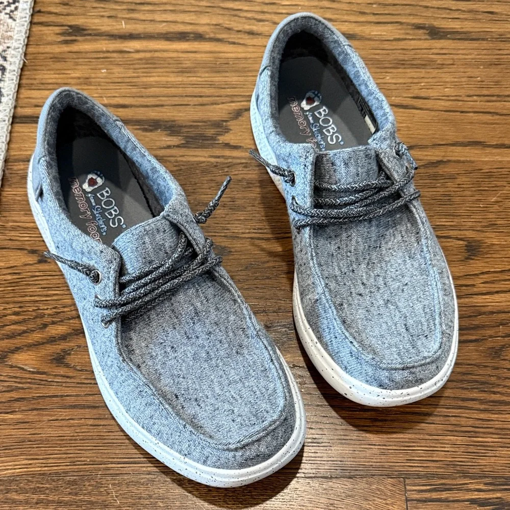 Bobs from Sketchers Skipper Beach Camp Sneakers in Gray/Black Size 8.5 - Picture 1 of 8